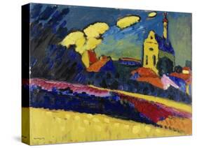 Study for Murnau, Landscape with Church, 1909 (Oil on Board)-Wassily Kandinsky-Stretched Canvas