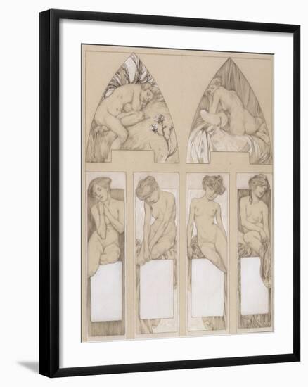 Study for Plate 22 from 'Figures Decoratives', 1905-Alphonse Mucha-Framed Giclee Print