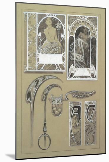 Study for Plate 43 from 'Documents Decoratifs', 1902-Alphonse Mucha-Mounted Giclee Print