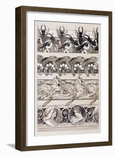 Study for Plate 60 of 'Documents Decoratifs', 1902-Alphonse Mucha-Framed Giclee Print