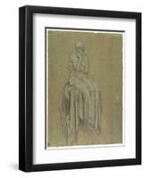 Study for Solitude, C.1890 (Chalk on Paper)-Frederick Leighton-Framed Premium Giclee Print