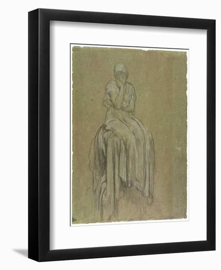 Study for Solitude, C.1890 (Chalk on Paper)-Frederick Leighton-Framed Premium Giclee Print