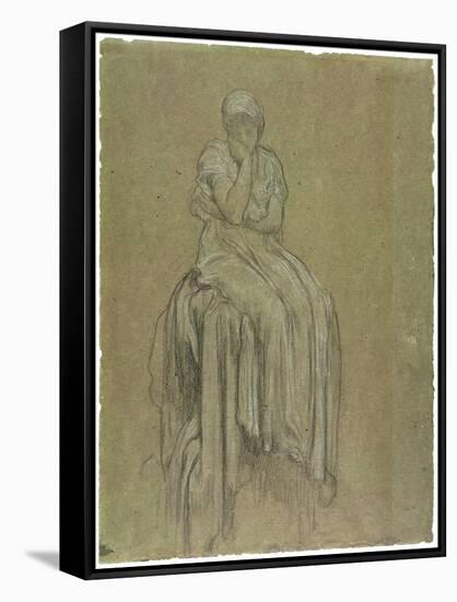 Study for Solitude, C.1890 (Chalk on Paper)-Frederick Leighton-Framed Stretched Canvas