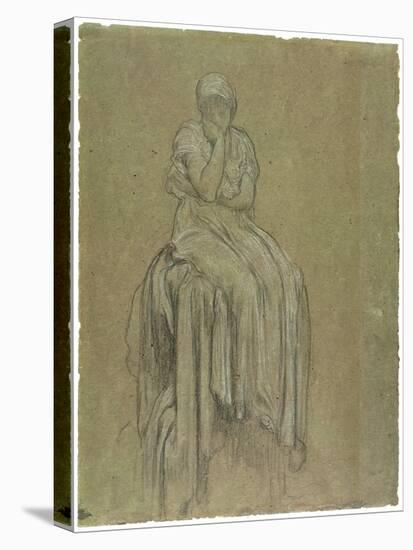 Study for Solitude, C.1890 (Chalk on Paper)-Frederick Leighton-Stretched Canvas