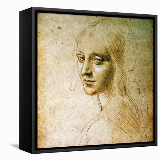 Study for the Angel of the Virgin of the Rocks-Leonardo da Vinci-Framed Stretched Canvas