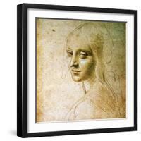 Study for the Angel of the Virgin of the Rocks-Leonardo da Vinci-Framed Giclee Print