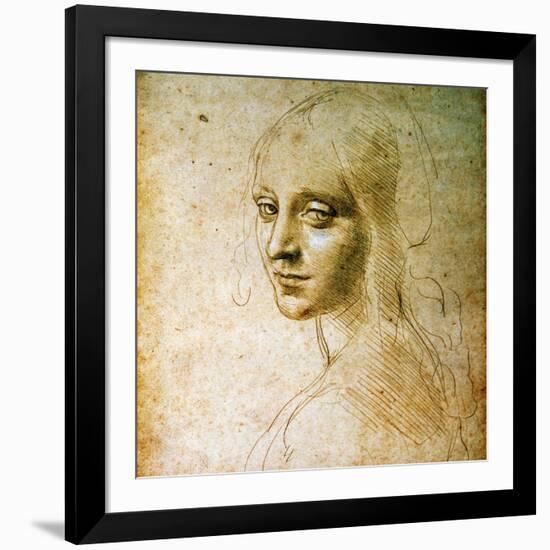 Study for the Angel of the Virgin of the Rocks-Leonardo da Vinci-Framed Giclee Print