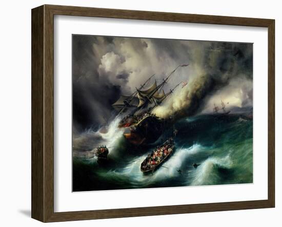 Study for the Burning of the "Kent" in 1825-Baron Theodore Gudin-Framed Giclee Print