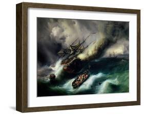 Study for the Burning of the "Kent" in 1825-Baron Theodore Gudin-Framed Giclee Print