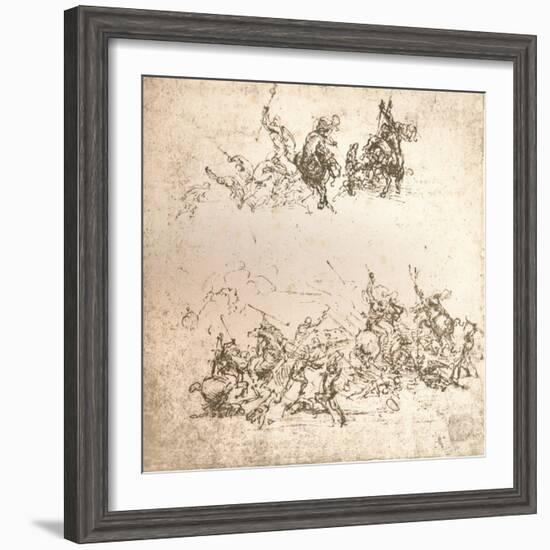 Study for the cartoon of the Battle of Anghiari, c1472-c1505 (1883)-Leonardo Da Vinci-Framed Giclee Print