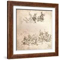 Study for the cartoon of the Battle of Anghiari, c1472-c1505 (1883)-Leonardo Da Vinci-Framed Giclee Print