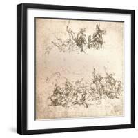 Study for the cartoon of the Battle of Anghiari, c1472-c1505 (1883)-Leonardo Da Vinci-Framed Giclee Print