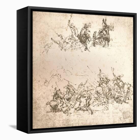 Study for the cartoon of the Battle of Anghiari, c1472-c1505 (1883)-Leonardo Da Vinci-Framed Stretched Canvas