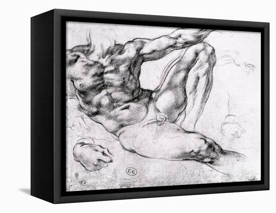 Study for the Creation of Adam-Michelangelo Buonarroti-Framed Stretched Canvas