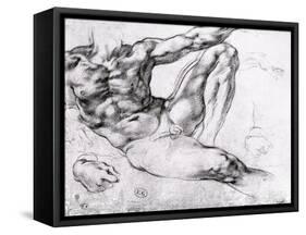 Study for the Creation of Adam-Michelangelo Buonarroti-Framed Stretched Canvas