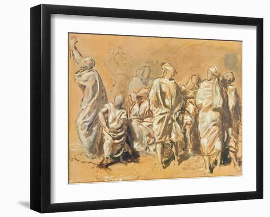 Study for the Descent from the Cross for the Church of Saint-Philippe-Du-Roule: the Jews (Oil on Ca-Theodore Chasseriau-Framed Giclee Print