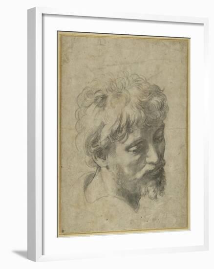 Study for the Disciple at the Extreme Left of 'The Transfiguration'-Raphael-Framed Giclee Print