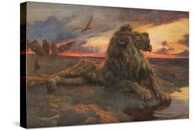 Study for the Dying Lion (Watercolour)-Herbert Thomas Dicksee-Stretched Canvas