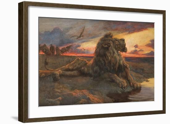 Study for the Dying Lion (Watercolour)-Herbert Thomas Dicksee-Framed Giclee Print