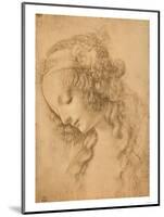 Study for the Face of the Virgin Mary of the Annunciation Now in the Louvre-Leonardo da Vinci-Mounted Print