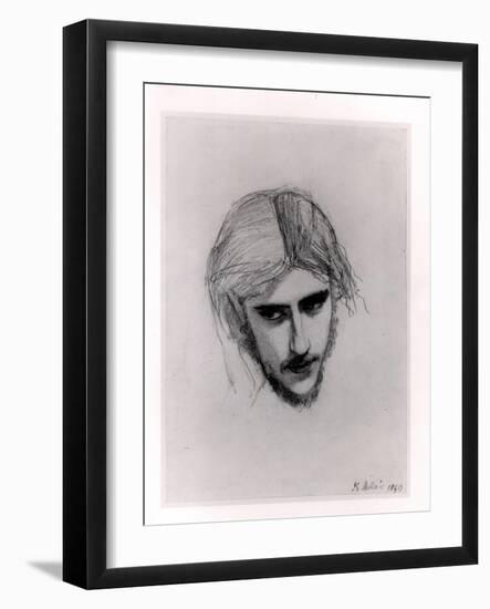 Study for the Head of Ferdinand for 'Ferdinand Lured by Ariel', 1849 (Graphite on Paper)-John Everett Millais-Framed Giclee Print