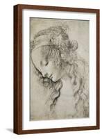 Study for the Head of Mary Magdalene-Leonardo da Vinci-Framed Giclee Print