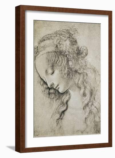 Study for the Head of Mary Magdalene-Leonardo da Vinci-Framed Giclee Print