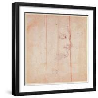 Study for the Head of the Libyan Sibyl (Black Chalk on Paper) (Verso)-Michelangelo Buonarroti-Framed Giclee Print