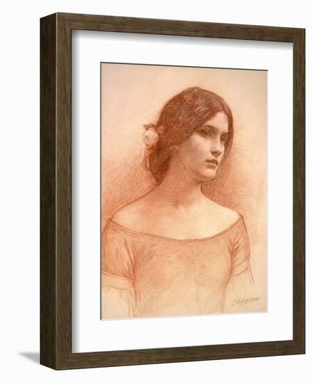 Study for 'The Lady Clare', C.1900 (Red Chalk on Paper) (See 55018)-John William Waterhouse-Framed Giclee Print