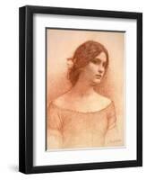 Study for 'The Lady Clare', C.1900 (Red Chalk on Paper) (See 55018)-John William Waterhouse-Framed Giclee Print