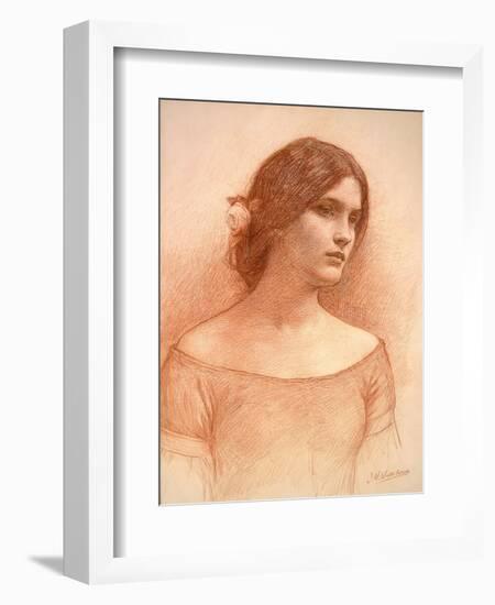 Study for 'The Lady Clare', C.1900 (Red Chalk on Paper) (See 55018)-John William Waterhouse-Framed Giclee Print