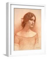 Study for 'The Lady Clare', C.1900 (Red Chalk on Paper) (See 55018)-John William Waterhouse-Framed Giclee Print