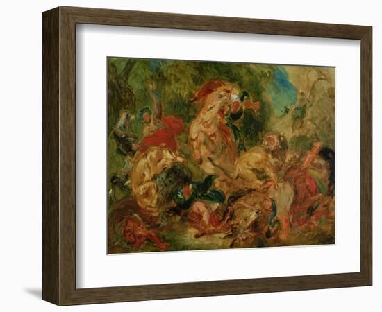 Study for the Lion Hunt, 1854-Eugene Delacroix-Framed Giclee Print