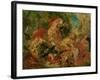 Study for the Lion Hunt, 1854-Eugene Delacroix-Framed Giclee Print