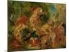 Study for the Lion Hunt, 1854-Eugene Delacroix-Mounted Giclee Print