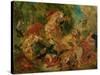 Study for the Lion Hunt, 1854-Eugene Delacroix-Stretched Canvas