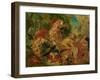 Study for the Lion Hunt, 1854-Eugene Delacroix-Framed Giclee Print