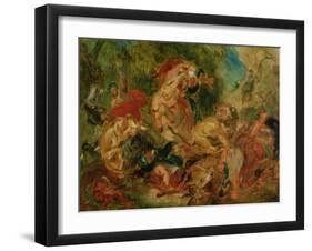 Study for the Lion Hunt, 1854-Eugene Delacroix-Framed Giclee Print