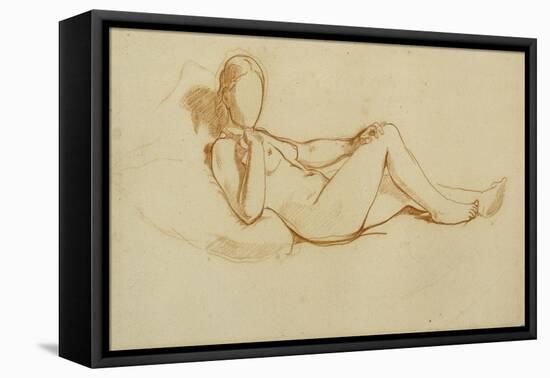 Study for the Olympia: a Woman Lying, Face Not Drawn-Edouard Manet-Framed Stretched Canvas