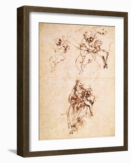 Study for the Virgin and Child with a Cat-Leonardo da Vinci-Framed Giclee Print