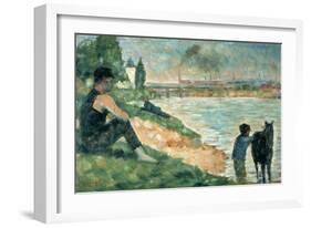 Study for Une Baignade, 1883-Georges Seurat-Framed Giclee Print