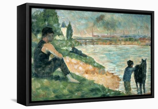Study for Une Baignade, 1883-Georges Seurat-Framed Stretched Canvas