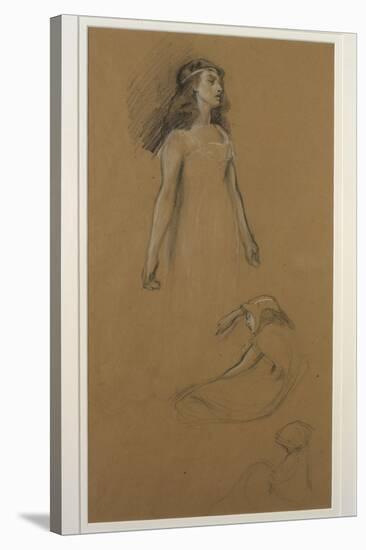 Study for Yseult for 'Tristram and Yseult' (Pencil on Paper)-Herbert James Draper-Stretched Canvas