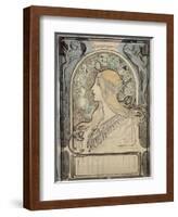 Study for 'Zodiac', 1896-Alphonse Mucha-Framed Giclee Print