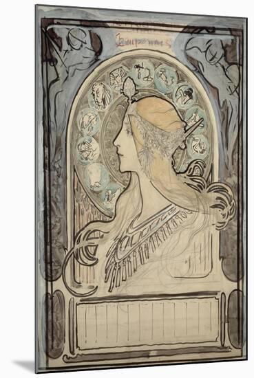 Study for 'Zodiac', 1896-Alphonse Mucha-Mounted Giclee Print