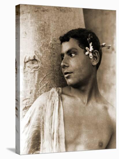 Study of a Boy with Flowers in His Hair, Naples, C.1899-Wilhelm Von Gloeden-Stretched Canvas