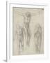 Study of a Crucified Christ and Two Figures, C.1560-Michelangelo Buonarroti-Framed Giclee Print