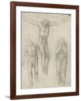 Study of a Crucified Christ and Two Figures, C.1560-Michelangelo Buonarroti-Framed Giclee Print