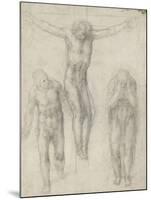 Study of a Crucified Christ and Two Figures, C.1560-Michelangelo Buonarroti-Mounted Giclee Print