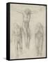 Study of a Crucified Christ and Two Figures, C.1560-Michelangelo Buonarroti-Framed Stretched Canvas